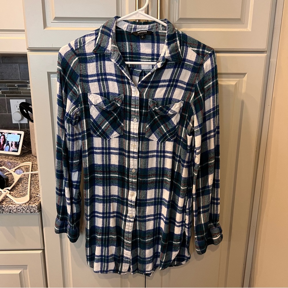 Express Plaid Button Down Top - Size M